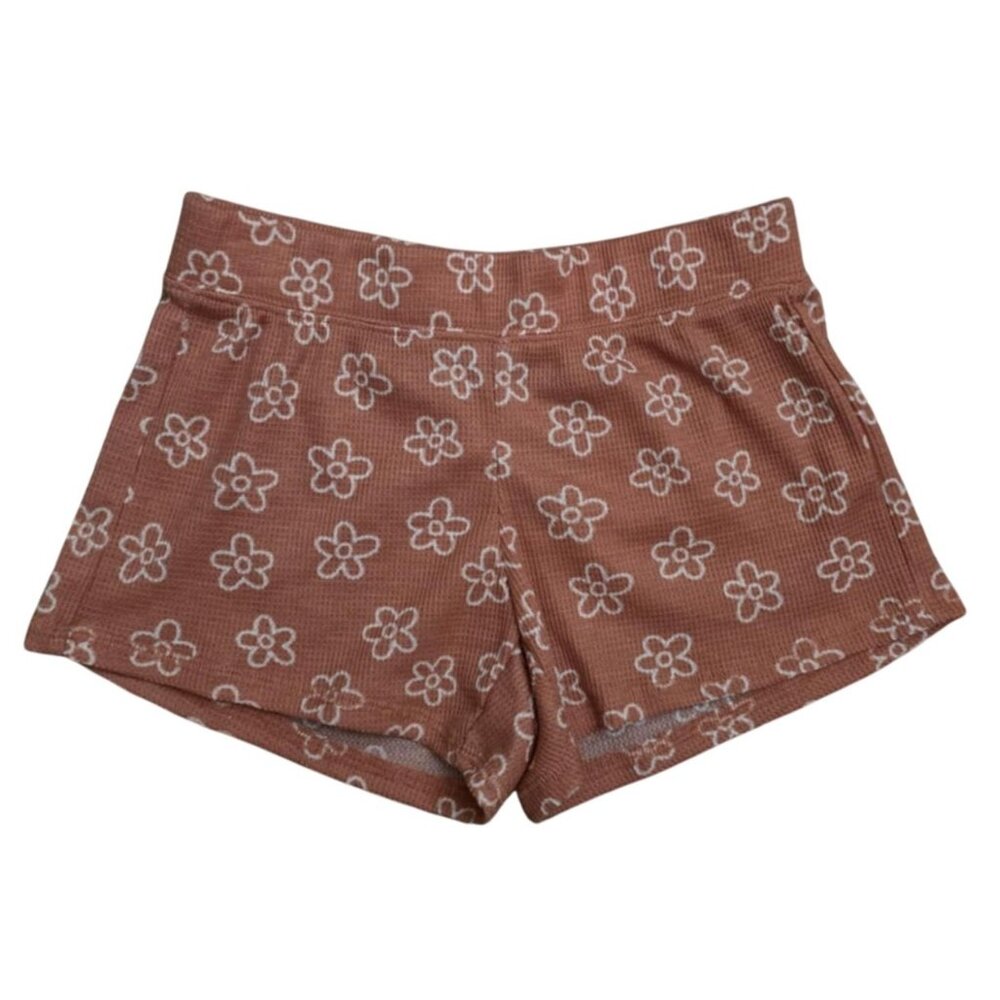 SO Womens M (8) Brown Floral Textured Lounge Shorts 100% Polyester
